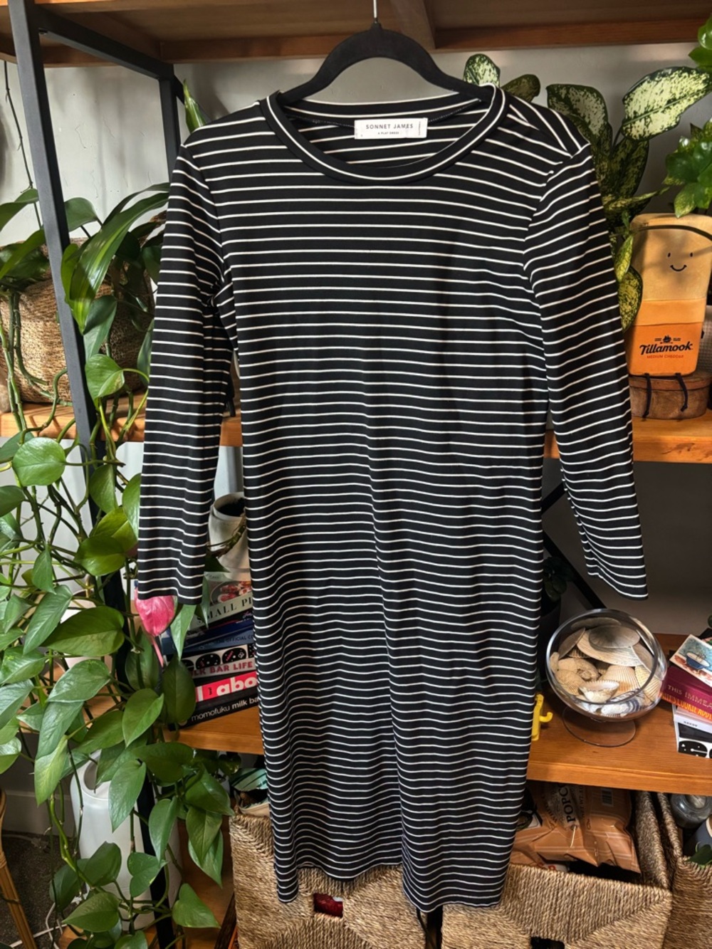 Sonnet James Black & White Striped Long Sleeve Play Dress | Small